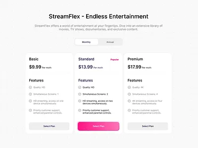 Pricing page microinteractions pricing page subscription ui design uianimation uiux web