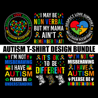 Autism T-Shirt Design Bundle autism autism t shirt design pod t shirt