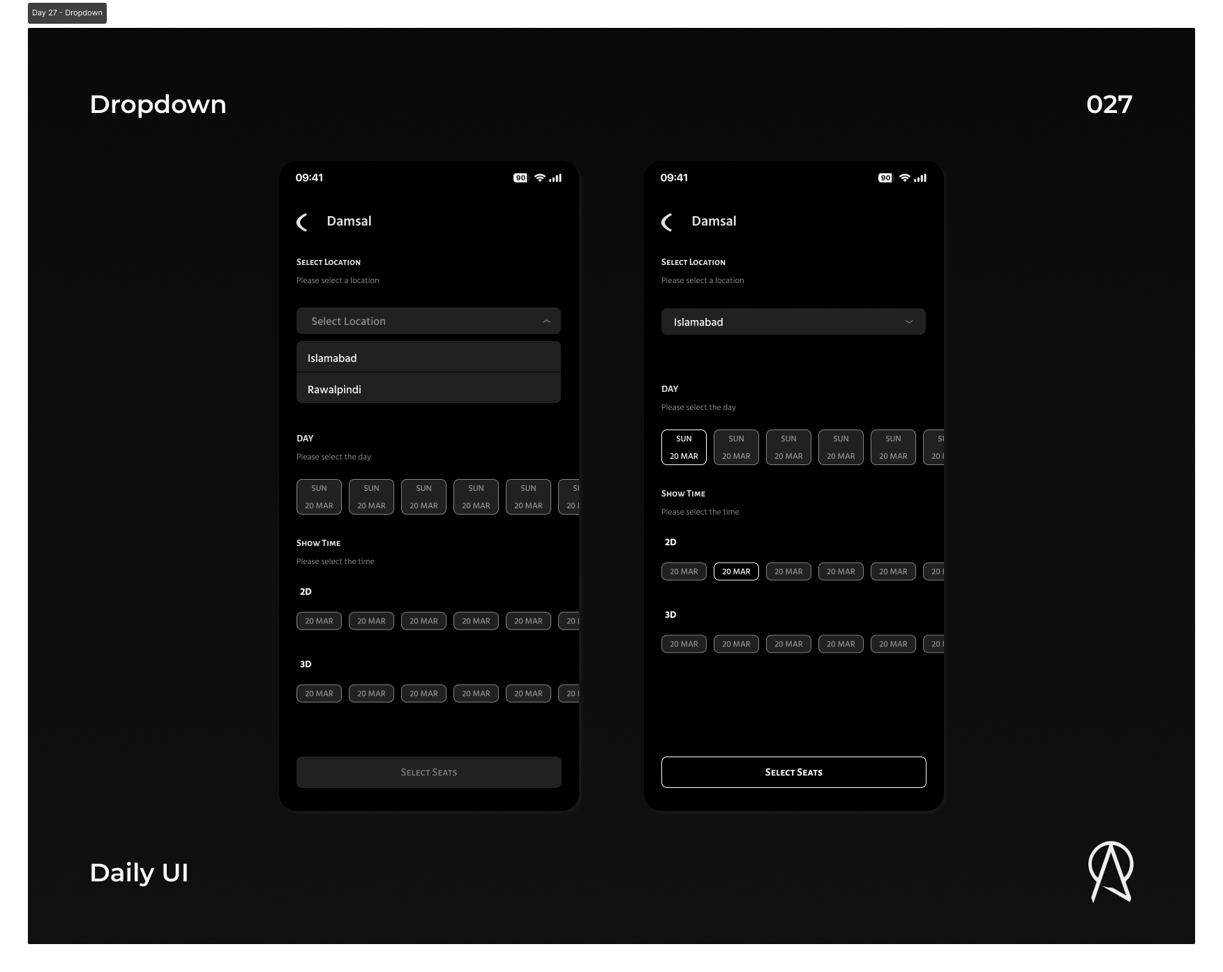 Daily UI - Dropdown app booking app branding cinema design dropdown illustration logo minimal movies ticket booking typogaphy ui ui design user experience design user interface design uxdesign