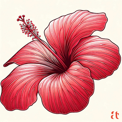 Hibiscus by Aravind Reddy Tarugu aravind art botanical decorative design drawing exotic floral floral vector flower art hibiscus nature ornamental petal plant graphic precision red reddy tarugu tropical