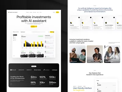Smart Investment Service Website ai assistant design finance financial fintech graphic design home page interface investment landing page ui user experience ux web web design web layout web marketing web page website website design