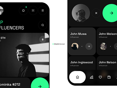 EtherArt Connect app design nftgallery nftmarketplace ui ux