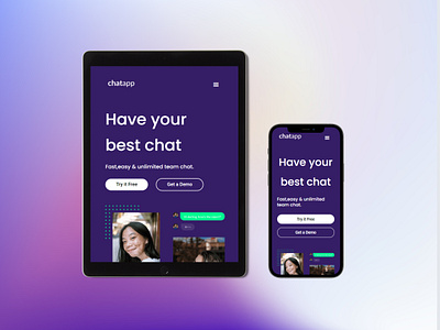 Chat App - All in one chat application chat chat app hero section landing page mobile app remote responsive teams web design website