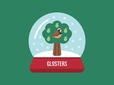 Glosters Partridge in a Pear Tree Sticker bird ceramics christmas festive graphic design packaging partridge pear print print design product seasonal snow globe sticker sticker design tree