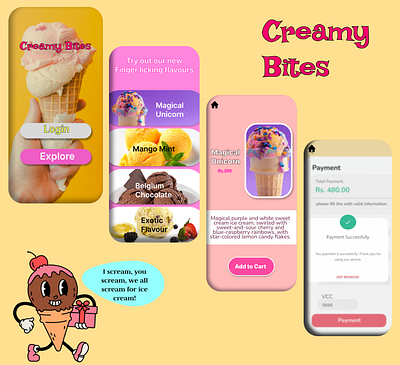 Ice cream Mobile App| Mockup app branding dailyui design figma mockup ui