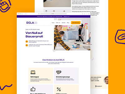 DELA E-learning - Landing Page design brand branding courses digital finance ladningpage learning minimal mordern orange purple ui uiux
