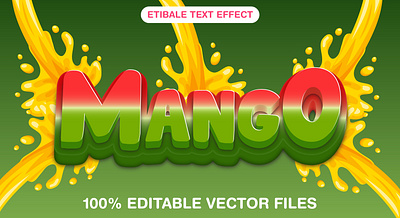 Mango 3d editable text style Template 3d text effect drink glowing graphic design illustration juice juicy mango mango text nature plant summer vector text mockup