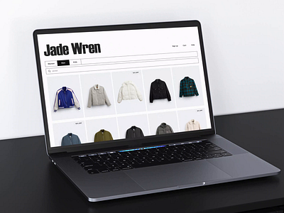 Jade Wren - A Premium clothing brand animation branding design laptop mockup motion graphics ui uiux ux website