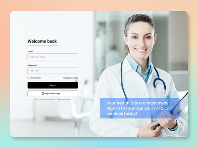 Login page clinic website log in page log in page design ui web design