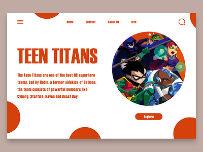 Teen Titans UI Web Page daily ui daily ui design daily ui shots dc ui teen titans ui teen titans ui web page titans ui titans ui landing page ui ui design ui design inspiration ui inspiration ui landing page ui web design ui web page