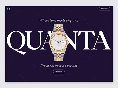 Quanta - Watch Company Website bold clean design elegant expensive fashion high end jewelers landing page luxury time timepiece ui ux watch watches web design website