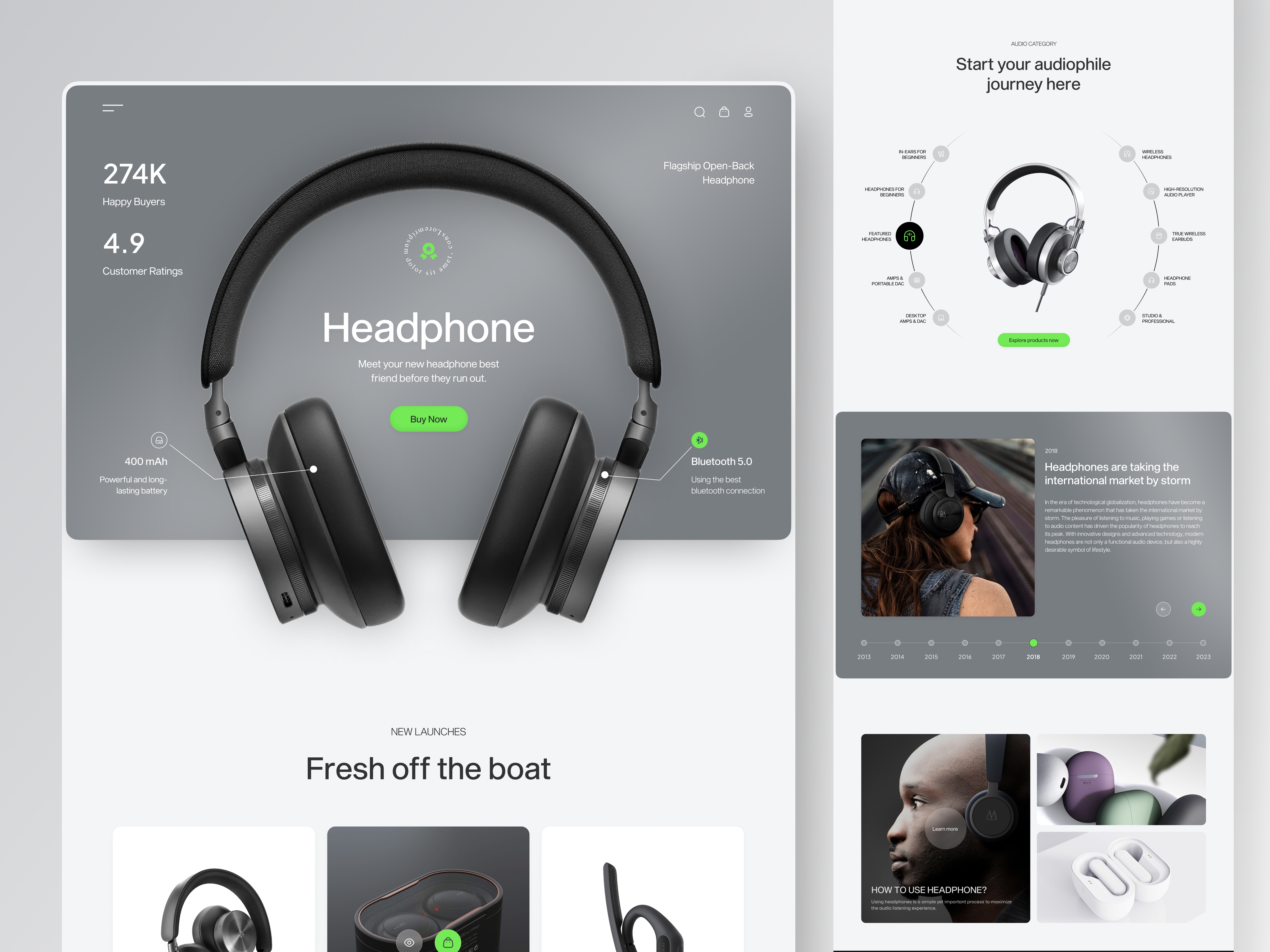 Headphone - Ecommerce landing page clean design earbuds earphone ecommerce headphone landing page online shop online store shop shopify store ui unique web website