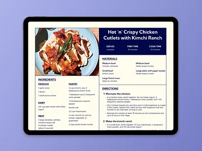 Daily UI - 040 Recipe daily ui design tablet ui ui design ux ux design web design website