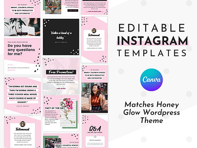 Instagram Template Pink Canva Pack canva canva instagram instagram post template instagram posts instagram posts layout instagram stories instagram story template instagram template instagram template black instagram template pack instagram template pink