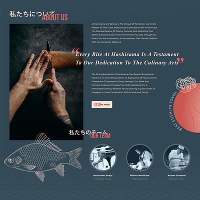 Hashirama - About us design food gourmet landing landingpage layout page sushi ui web webdesign