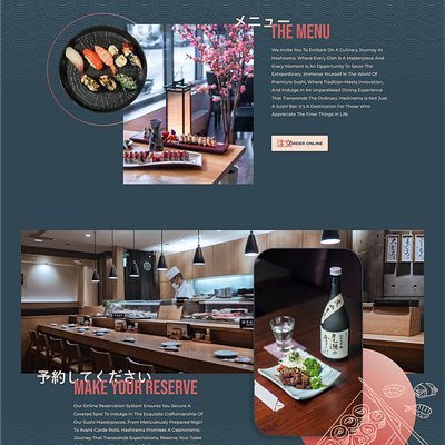 Hashirama -Menu design food gourmet landing landingpage layout page sushi ui web webdesign