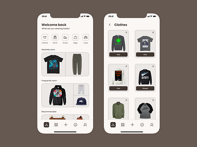 Digital Wardrobe (closet) app graphic design mobile mobileapp ui uiux uiuxdesign ux