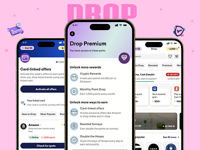 Drop - Buy what you want. And get rewarded for it branding ui