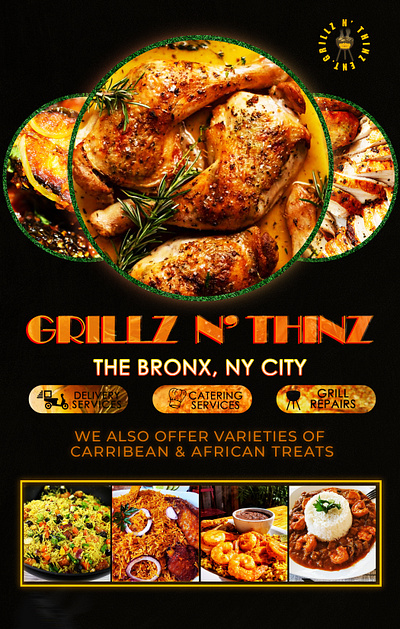 GRILLZ N' THINZ INFOGRAPHIC/FLYER animation art branding food graphic design infographics lifestyle