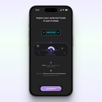 Import Funds illustration app button dark mode fintech fund illustration ios minimal mobile purple ui