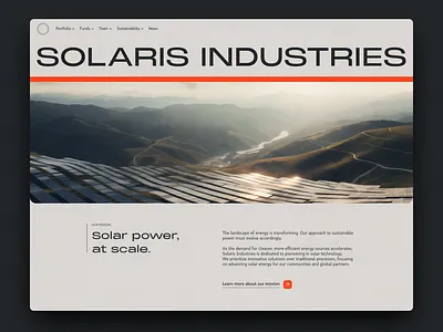 Industrial landing page b2b branding design hero section homepage industrial landing page modern renewable solar ui web