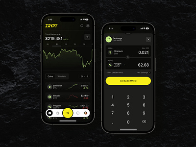 Zrypt - Crypto Trading Mobile App UI Design appdesign appui bestui ceypto coin cryptoapp cryptocurrency dark darkmode design mobileapp mobileui trading tradingapp tradingplatform ui uidesign uiux uiuxdesign uxdesign