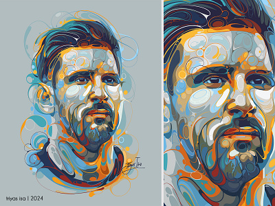 Lionel Messi art style biomorphic color palette colorful curve foolball goat illustration lionel messi portrait portrait illustration sport