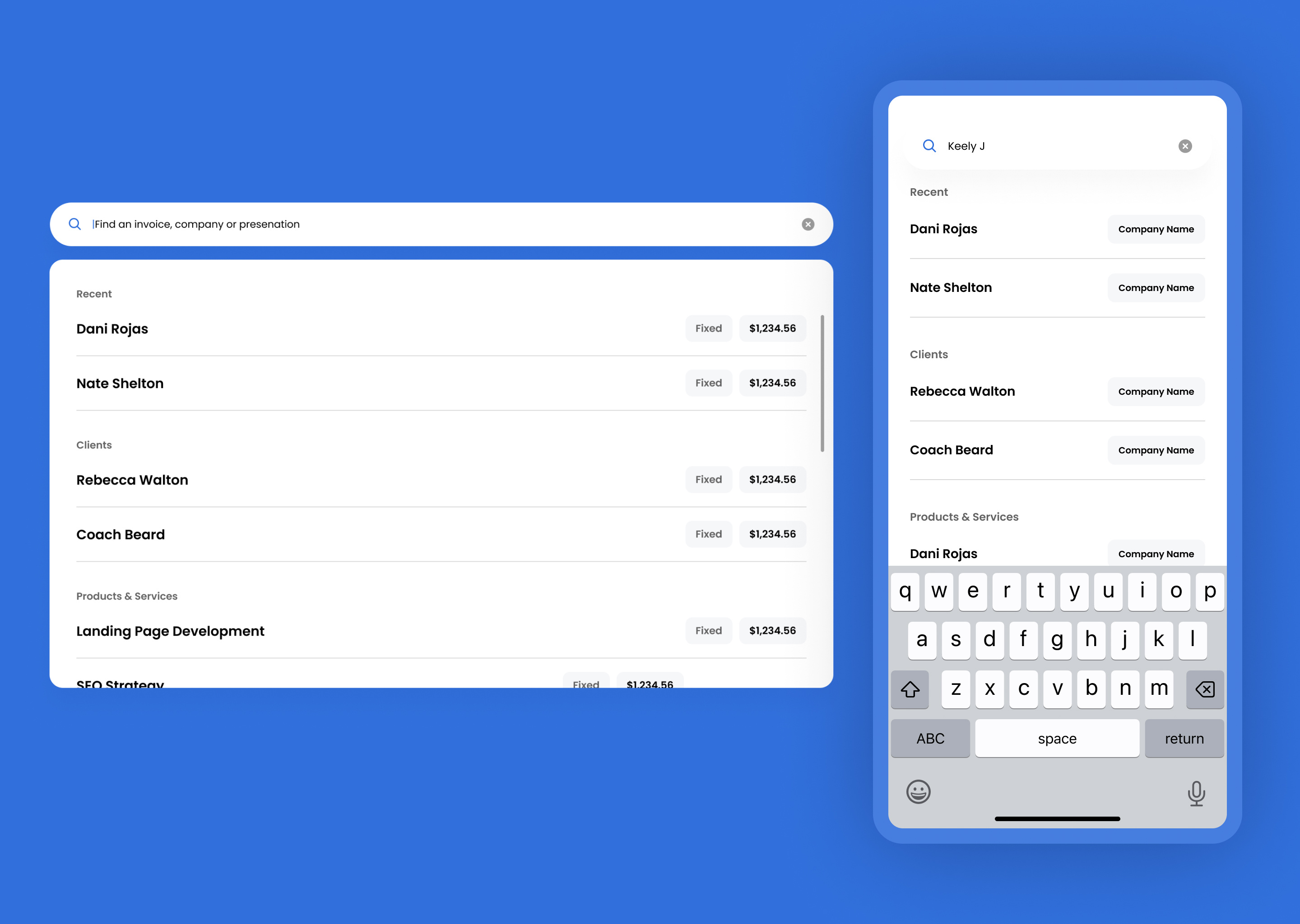 Desktop & Mobile Search for Project Management Product