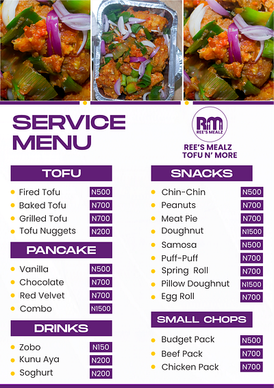 Service Menu design graphic design