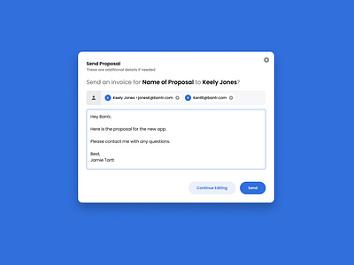 Sending Proposal Modal design subscription ghostagent product design project management proposal proposal modal responsive saas product send send modal send proposal sending subscription ui ux web app