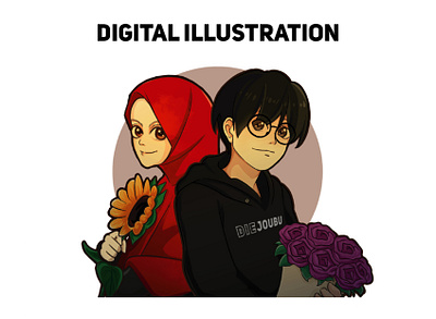 Digital Illustration anime couple digitalpainting oc original