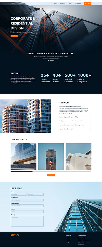 Cntrc Website arquitecture blue branding design orange ui web