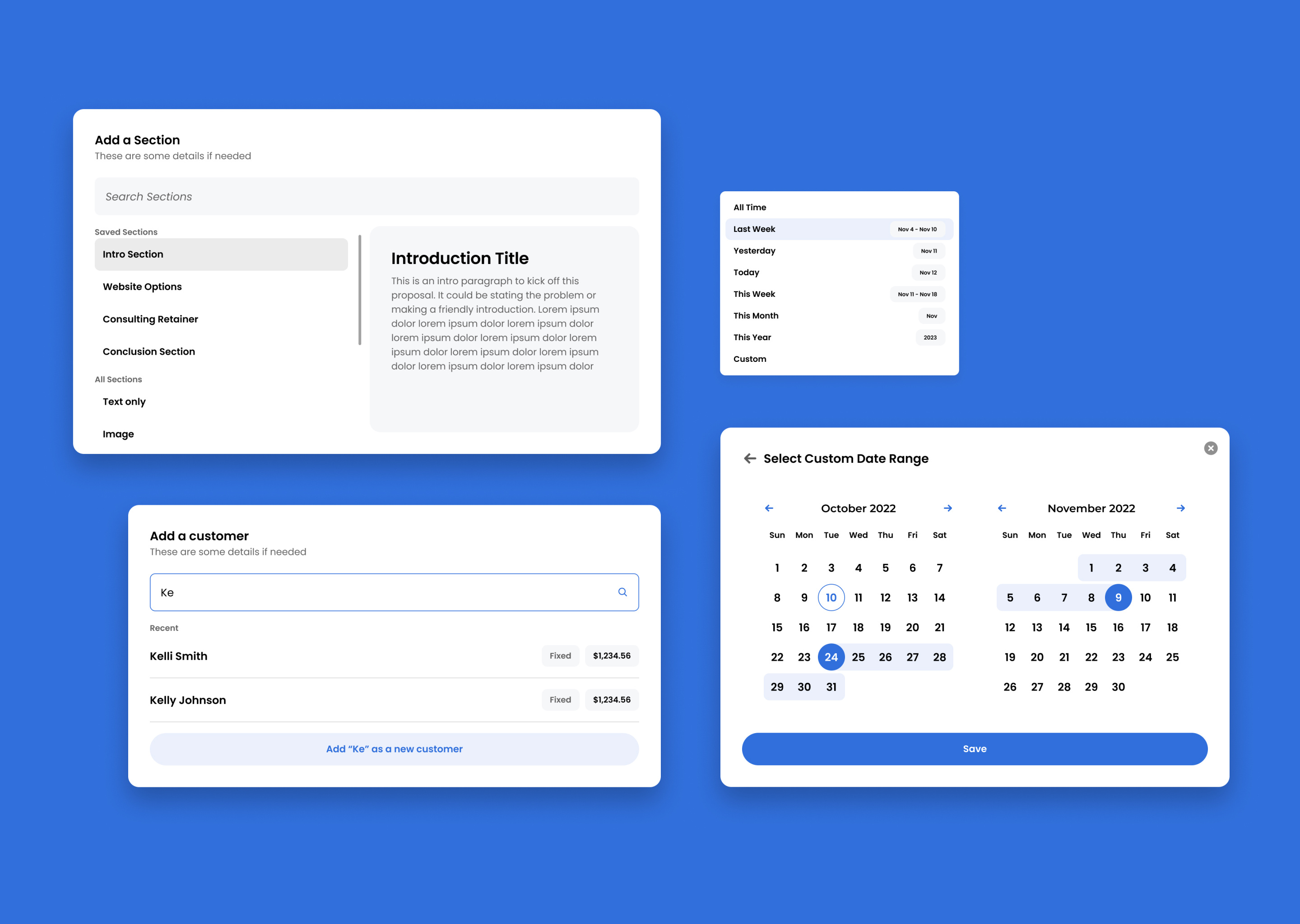 Example of Modals & Popups for Project Management SAAS Product