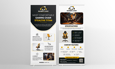 Gaming Chair Advertisement Roll Up Banner Design, Flyer Design advertisement billboard creative design design digital art event banner flyer design game graphics gamer style gaming gaming char banner gaming design gaming roll up banner pop up banner poster pull up banner retractable banner roll up banner signage design tradeshow