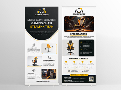Gaming Chair Advertisement Roll Up Banner Design, Flyer Design advertisement billboard creative design design digital art event banner flyer design game graphics gamer style gaming gaming char banner gaming design gaming roll up banner pop up banner poster pull up banner retractable banner roll up banner signage design tradeshow