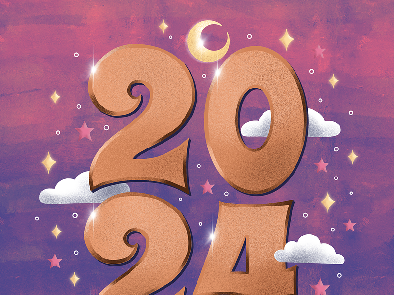 New Year 2024 2024 design hand drawn type hand lettering illustration lettering new year typography