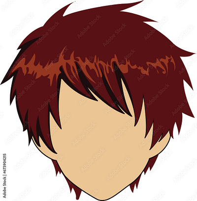 Man anime style brown hair vector illustration men haircut