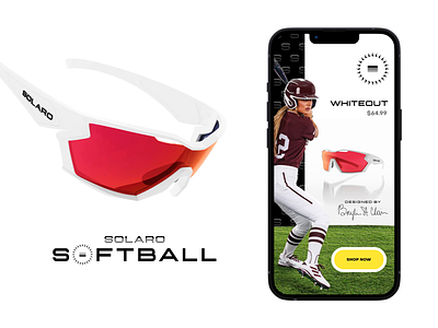 Solaro Shades Softball Mobile Concept cta design ecommerce glasses grid grid layout interface mobile mockup movie product render shop sports ui ux web design