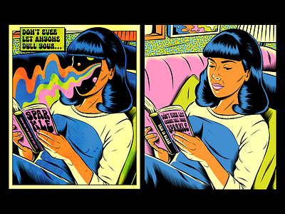 Don't let anyone dull your sparkle comics design illustration psychedelic retro surrealism vector vintage