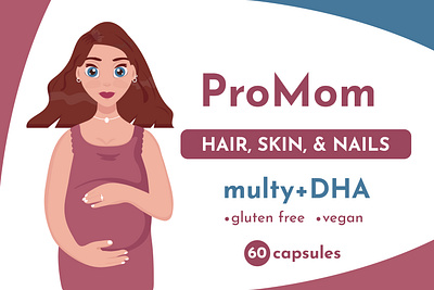Dietary supplements, prenatal vitamins, Pregnant woman. daily health support dietary supplements girl. prenatal vitamins vector illustration