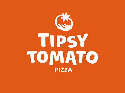 Tipsy Tomato Pizza Logo fast food brand flat design graphic design lettering logo pizza pizza brand pizza branding pizza logo simple tomato typography logo veg inspired logo