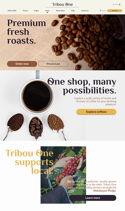 Tribou One - A Coffee Bean Retail Website branding concept design graphic design mockup ui ux web app web application