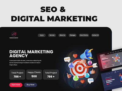 SEO-DIGITAL Marketing Landing Page adobe xd app prototype app ui digital marketing website landing page landing page and prototye seo website ui prototype website prototype websote ui xd