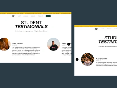 Student Blog Testimonials & Reviews blog blogger company creative design interface landing page minimal model review talent testimonial ui uiux vlogger web web design website white year review