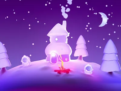 Baby sheep sleeping 3d character 3drender baby blender cute game design night sheep snow village winter