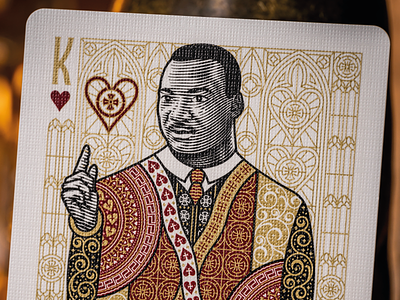Martin Luther King Jr. (King of Hearts) engraving etching illustration martin luther king peter voth design playing cards vector