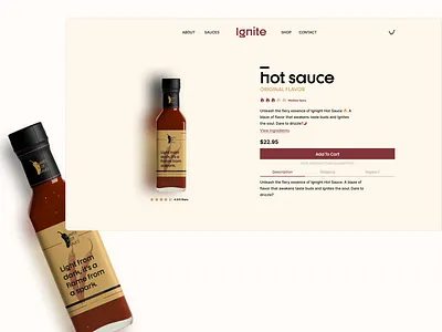 Ignite Hot Sauce branding hot sauce mild hot sauce red red hot sauce shopify blocks yellow