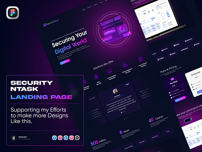 Security Ntask Landing Page design interface landing page security landing page ui ux web design website designing