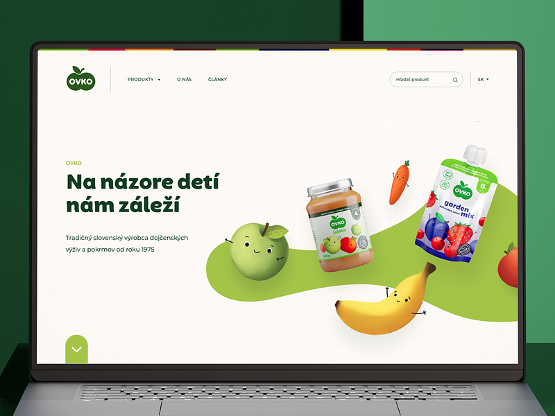 Ovko - website design & developement animation baby food baby meal cannery colorful developement playful real project ui ux web webdesign