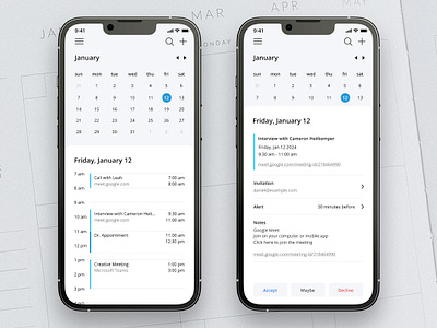 Daily UI #038 - Calendar app cal calendar dailyui mockup ui